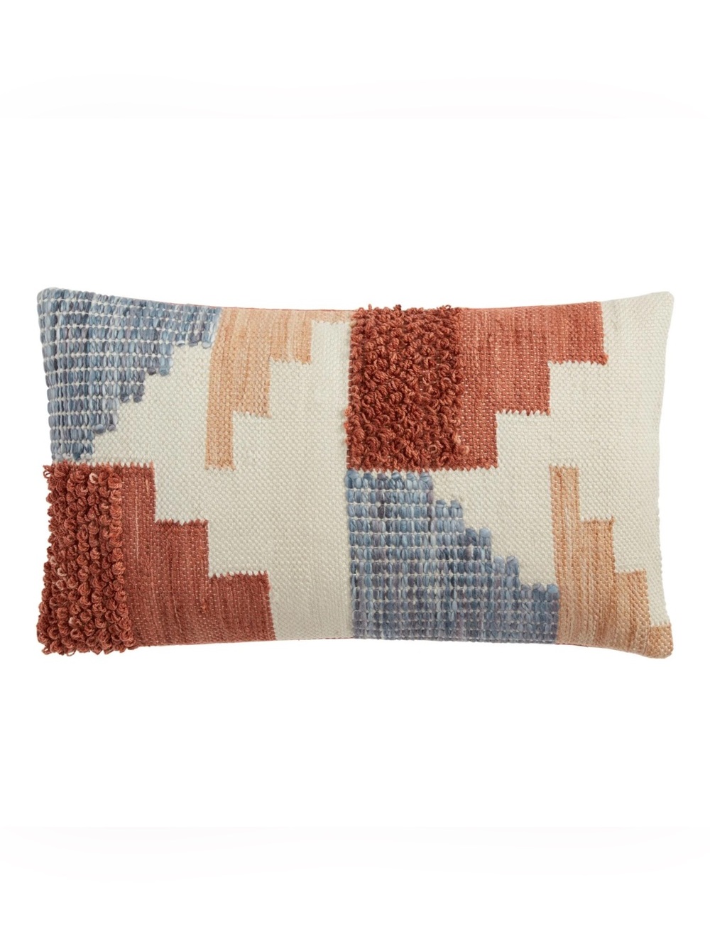 World Market Rust and Gray Geo Boho Rustic Lumbar Pillow